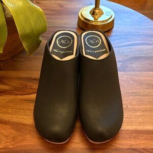 No. 6 Classic Black Leather Clogs